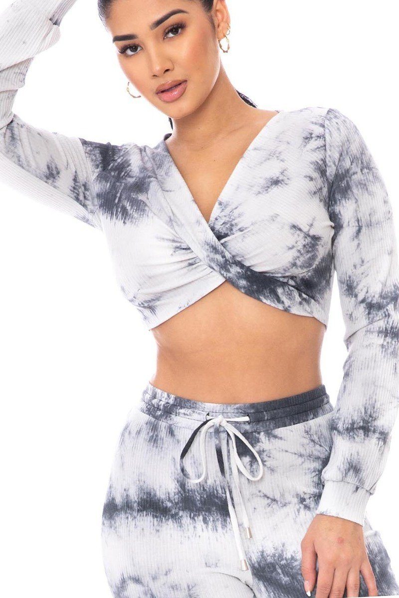 Tie Dye Ribbed Sweater Set Look Up Deals